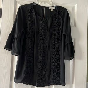 Women’s Loft Black Detailed Blouse, Size M